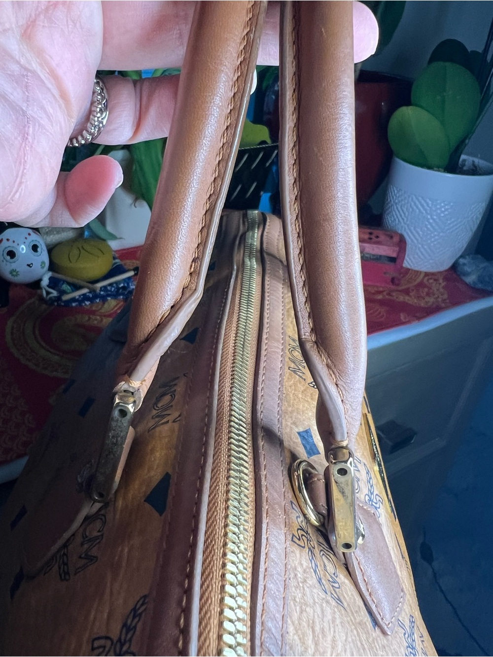 Vintage MCM Cognac Visetos Monogram Boston Satchel Bag - Picture 12 of 16